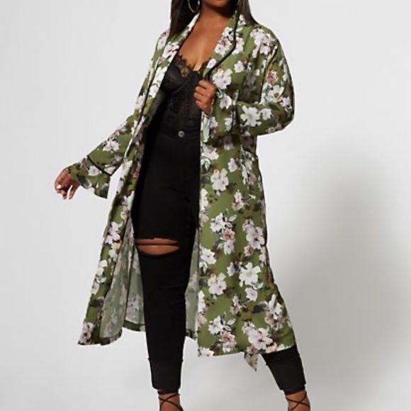 Fashion to Figure Jackets & Blazers - Fashion to Figure Marlowe Floral Duster Jacket